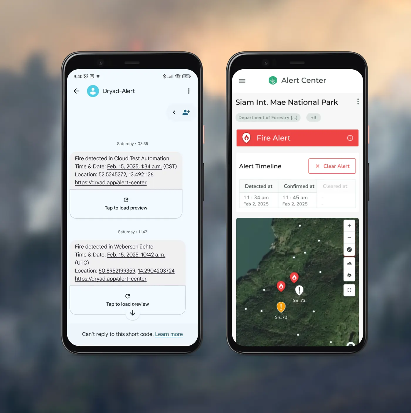 Alertas de Silvanet en el teléfono