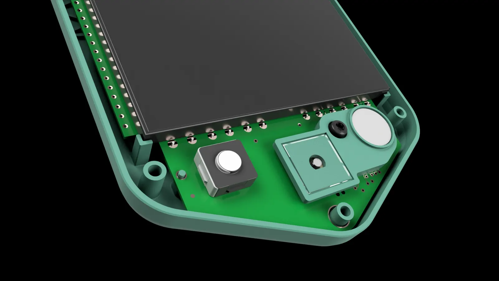 Interior del sensor con los sensores de gas y partículas